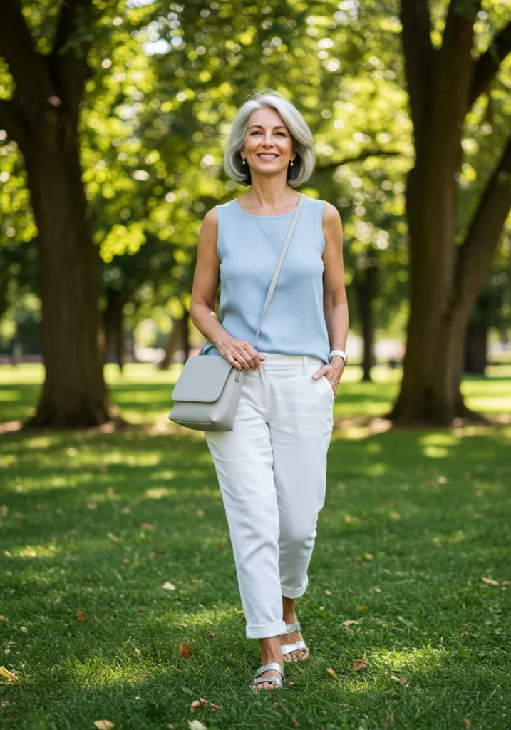 Linen Pants Outfit for Women Over 50