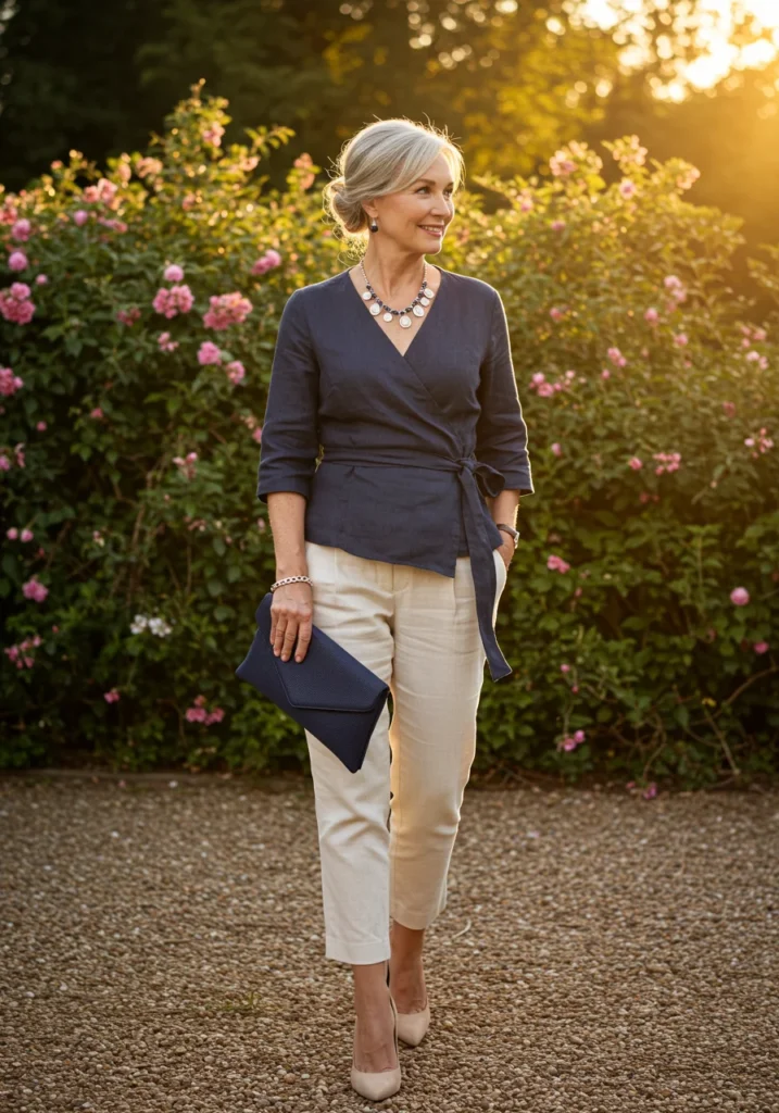 Linen Pants Outfit for Women Over 50